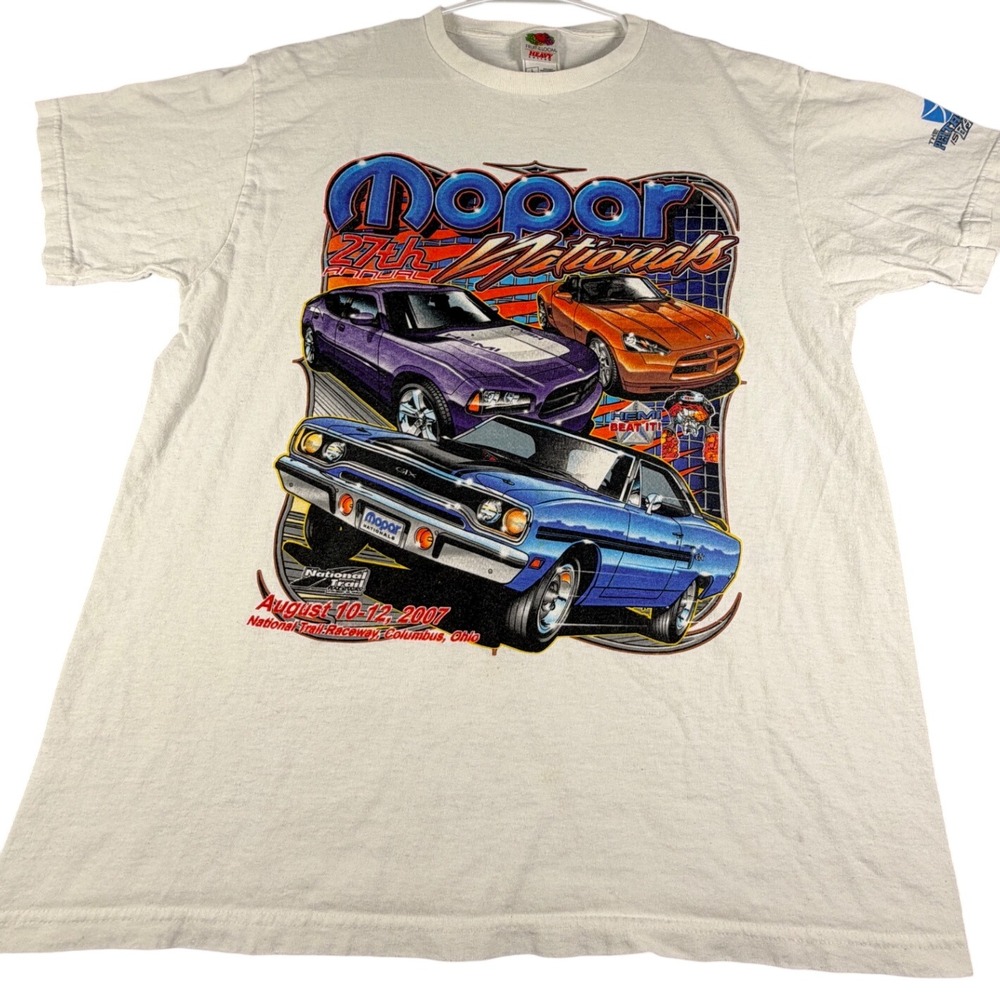 Vintage 2007 Mopar Nationals 27th Annual Chrysler T-Shirt Mens L White Car Tee